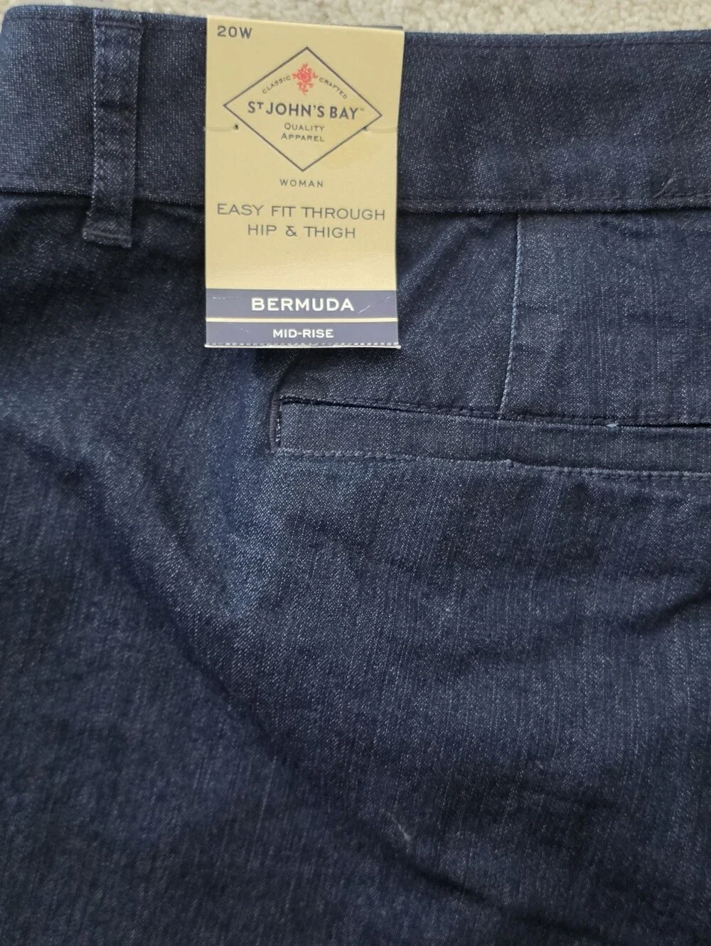 St. John's Bay Navy Flat-Front Women's Bermuda Shorts 20W